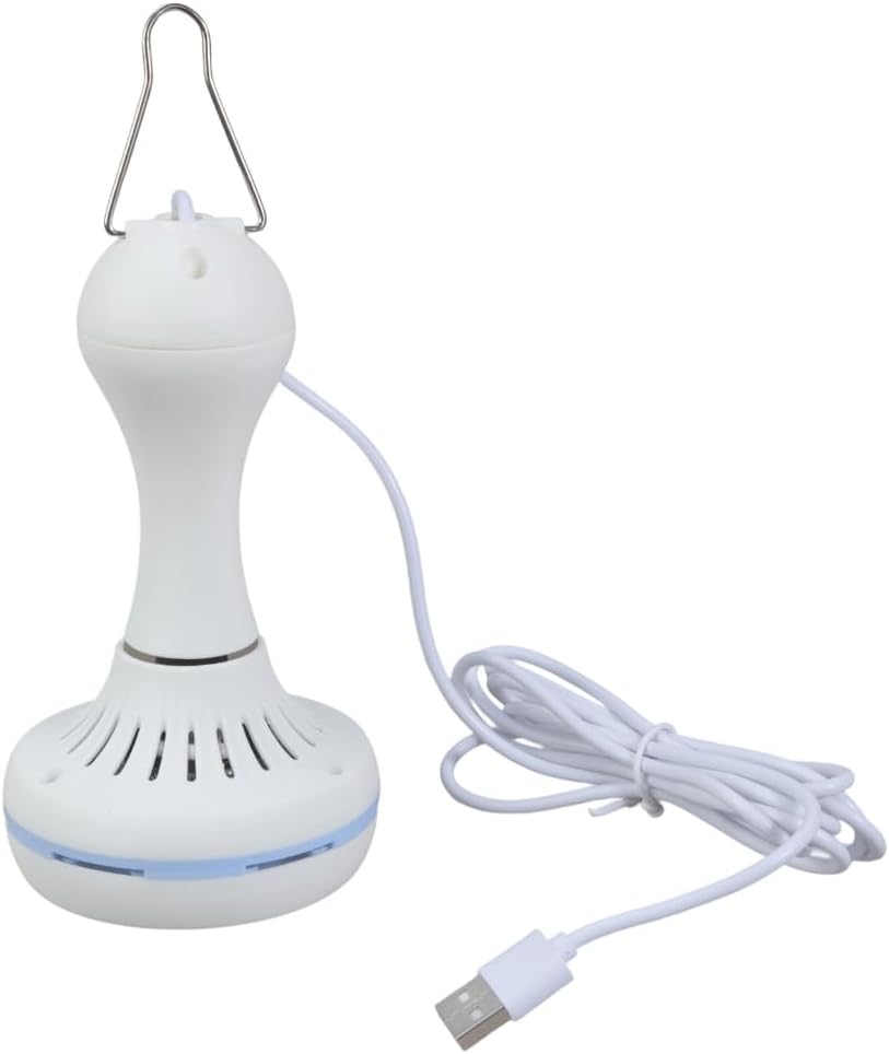 Portable Outdoor Hanging Fan 5V USB Power 16.5" Size 10.7 feet Extended Cord Energy Efficient Camping Accessory