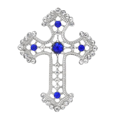Image of Gyn&Joy Sparkle Crystal Rhinestones Holy Cross Brooch Pin Jewelry For Women Men