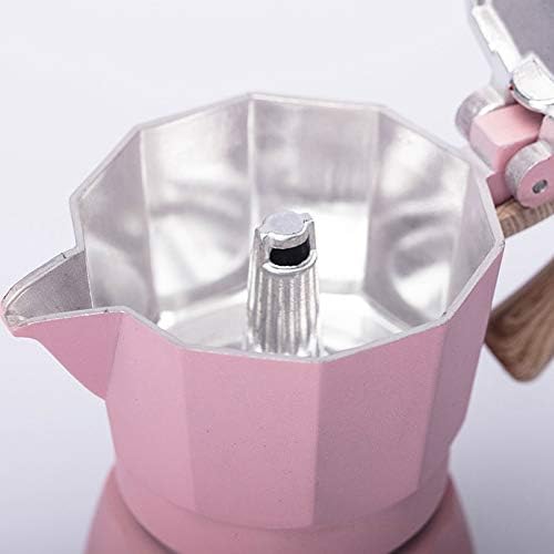 Coffee Maker Aluminum Mocha Espresso Percolator Pot Coffee Maker Moka Pot 3Cup Stovetop Coffee Maker 150Ml(Pink)