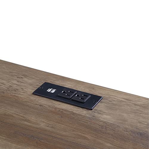 Acme Furniture L-Shape Writing Desk With Usb Port, Rustic Oak/Black #TOP6