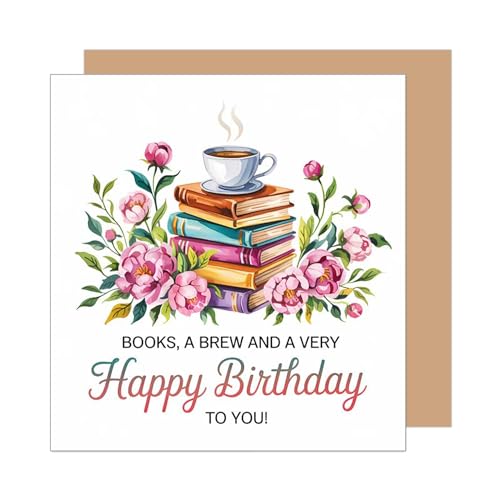 Edition Seidel Premium Square Birthday Card with Envelope - Happy Birthday Card with Text Man Woman Books Book (GQ453 SW025)