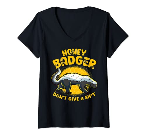 Mujer Tejón de miel divertido Don't Give A Sh-t Novedad Honey Badger Camiseta Cuello V