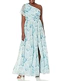 Adrianna Papell Women's One Shoulder Long Dress, Spring Green Multi, 8