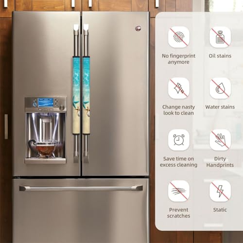 Image of Ocean Starfish Refrigerator Door Handle Covers Set of 2, Neoprene Fridge Door Handle Covers Washable Non-Slip Protector for Fridge Dishwasher Appliance Handle Covers, Keep Your Kitchen Clean