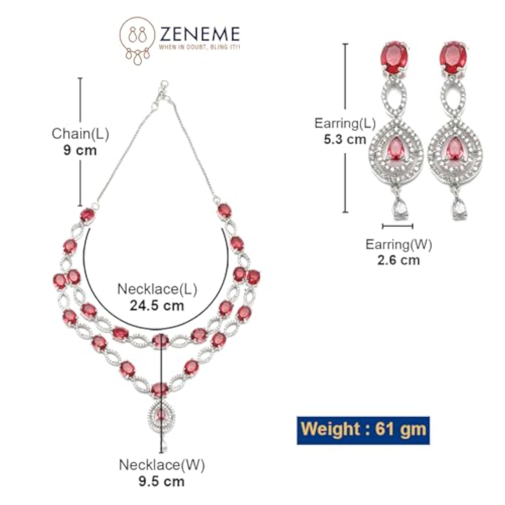 Rhodium-Plated Abstract Necklace Set with Earrings