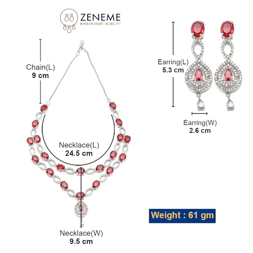 Rhodium-Plated Abstract Necklace Set with Earrings