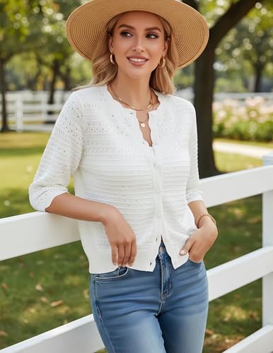 Image of GRACE KARIN Womens 3 /4 Sleeve Cardigan Sweater, Lightweight Cropped Cardigan Trendy, Dressy Casual Crochet Bolero Shrugs