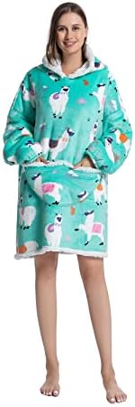 Seogva Oversized Sherpa Hoodie, Wearable Hoodie Sweatshirt Blanket, Super Soft Warm Comfortable Blanket Hoodie, One Size Fits All, Men, Women, Girls, Boys, Friends