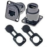 2er für rj45 Cat6 Durchgangsbuchse D-Form Aluminium 2er für rj45(Black)