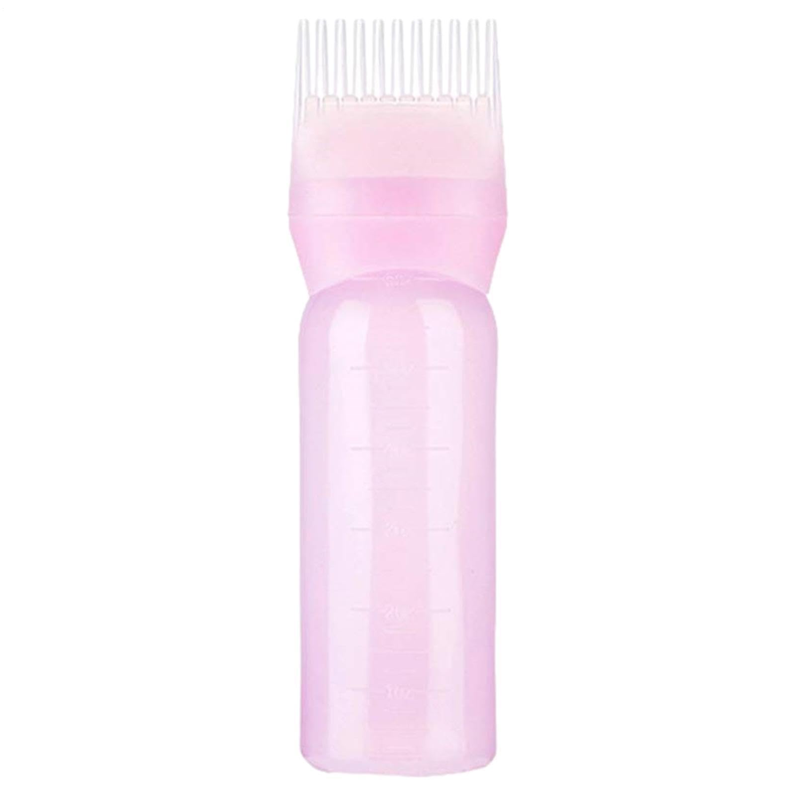 Senzz Pink Hair Dye Brush Bottle, Lightweight Root Comb Applicator Bottle, Shampoo Hair Color Oil Combs Applicators Brush Tool With Graduated Scale, Comb Bottles Applicator For Home Salons