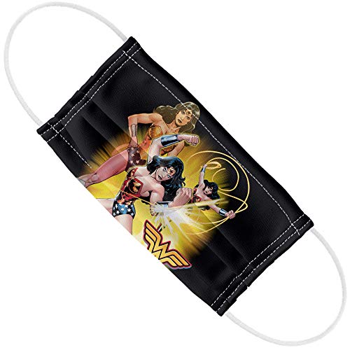 Popfunk Wonder Woman Poses 1-Ply Reusable Face Mask Covering with Adjustable Nose Wire, Unisex