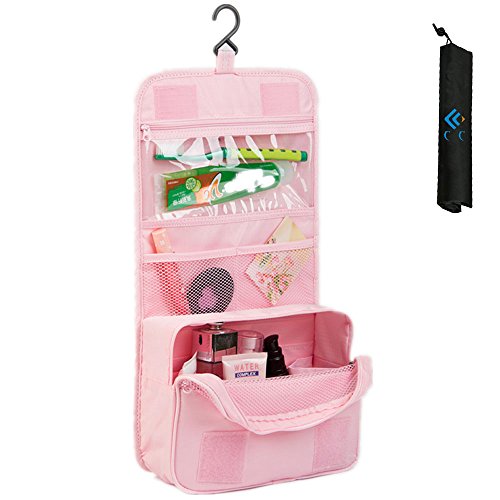 Cocoly Portable Hanging Toiletry Bag Travel Organizer Cosmetic Bag for Women Makeup or Men Shaving Kit with Hanging Hook