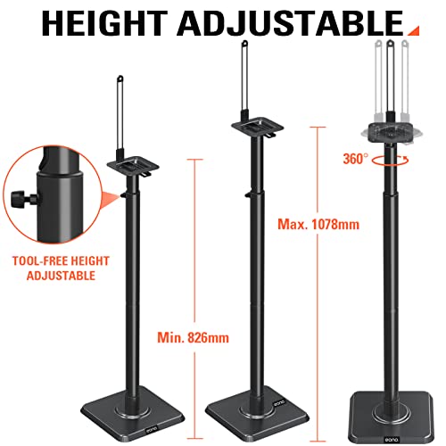 Amazon Brand - Eono Speaker Stand Height Adjustable Pair for Satellite Speaker, Bookshelf Speakers, 360° Rotatable Design, with Cable Management, compatible for Bose Polk JBL Sony Yamaha, 5KG Capacity