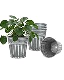 vensovo 5 Inch Silver Metal Rustic Flower Pots - 6Pcs Medium Galvanized Planters...