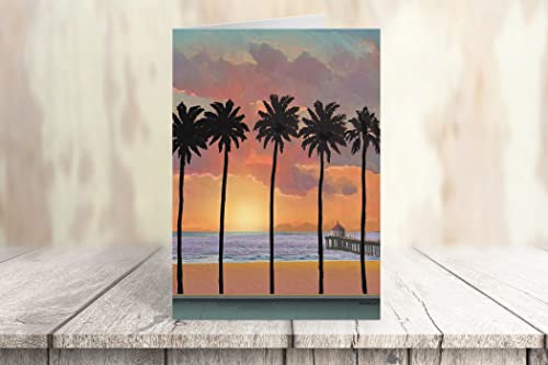 Image of Stonehouse Collection Beach Sunset Note Card Set | 24 Custom Boxed Note Cards | Personalized Beach Ocean Shore Note Cards | Boardwalk (Personalized)