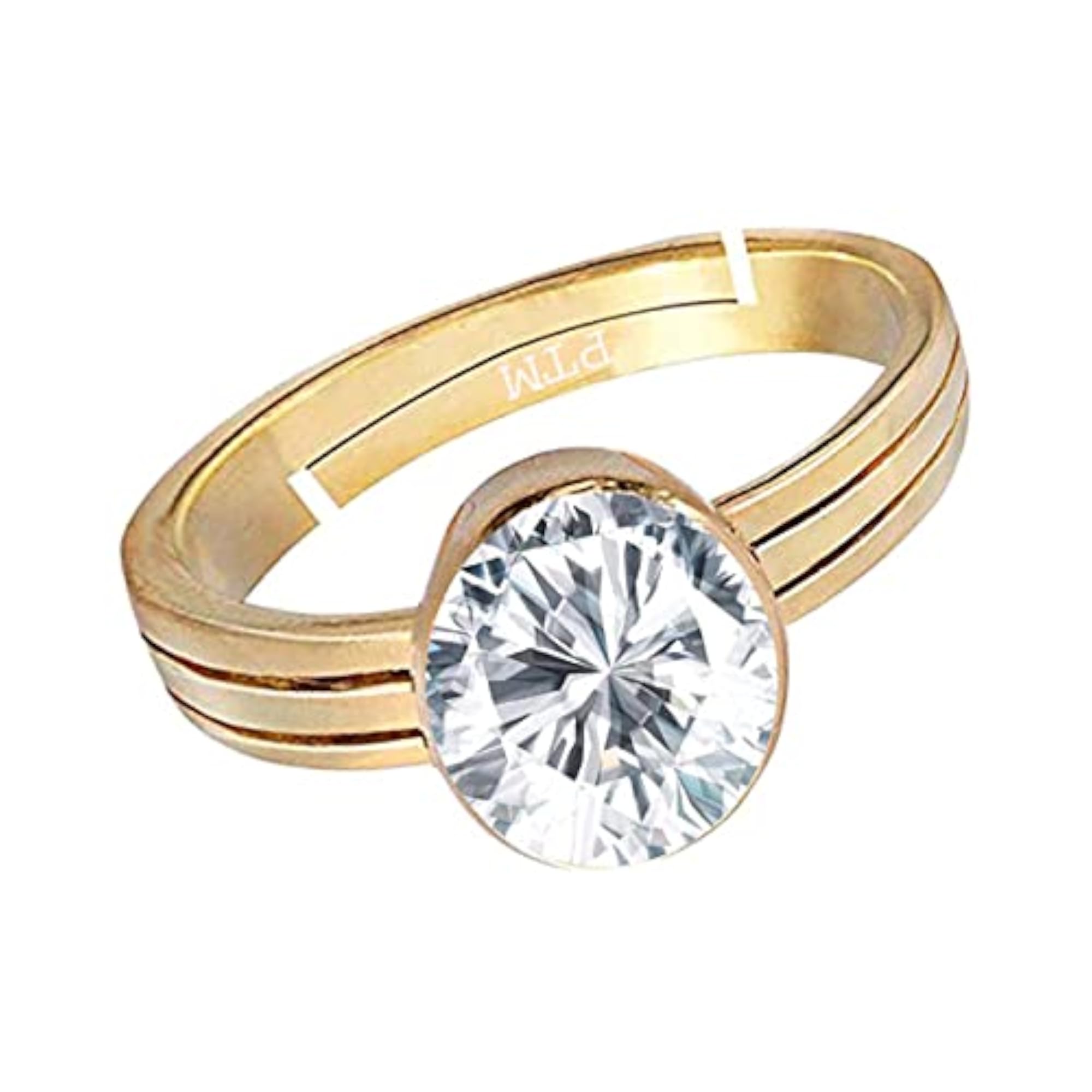 Adjustable American Diamond Certified Gemstone Gold Plated Ring