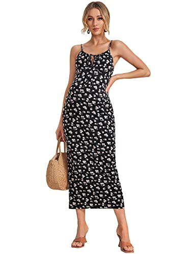Floerns Robe de maternité sans manches à nouer sur le devant pour femme Imprimé floral, multicolore, Taille M Cover