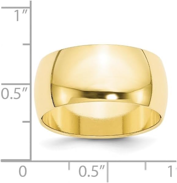 Diamond2Deal 10k Yellow Gold 10mm Half Round Band Ring