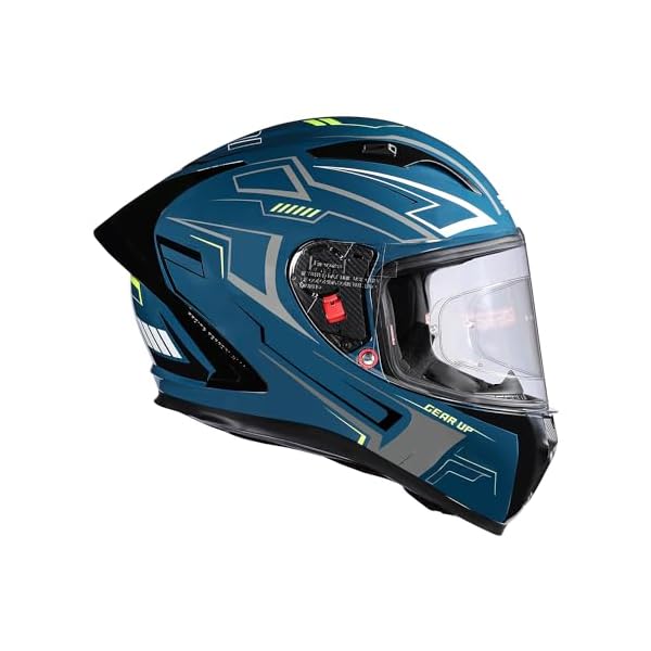 Royal Enfield Speedx Helmet Full Face Gearup | ISI and DOT Certified Riding Helmet | Anti-Fog Pinlock System | Better Scratch Resistance | Dual EPS for Perfect Fitting & Absorb Impact Teal (XL) 62 CM