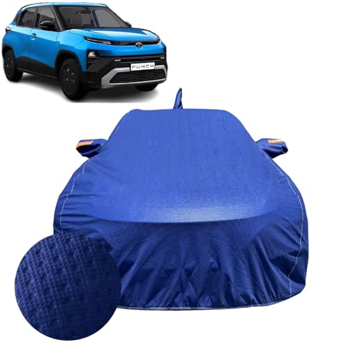 Image of Car Cover for Tata Punch /Punch EV (2026) | 100% Waterproof Cover with Antenna & Reflective Mirror Pockets | Dustproof, Scratchproof, Heatproof Punch Car Cover |Soft Cotton Lining| Blue