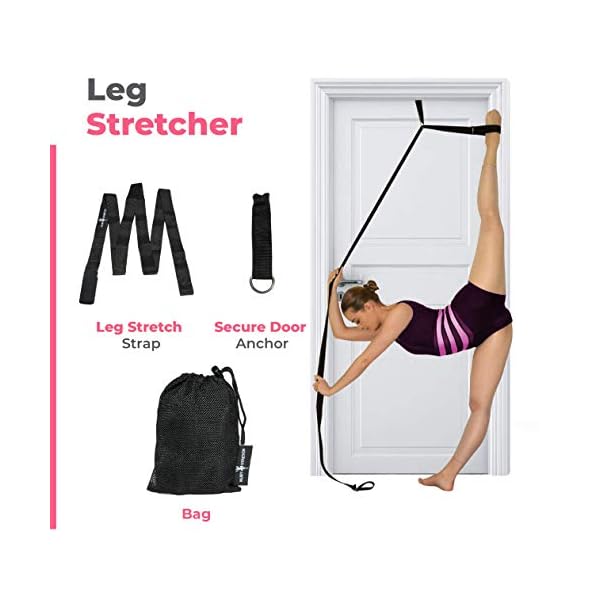 Leg Stretching Strap – Adjustable Ballet Stretch Strap with Door Anchor to Improve Flexibility, Easy to Install Flexibility Equipment Stretching Trainer for Ballet, Dance, Yoga, Gymnastics or Cheer