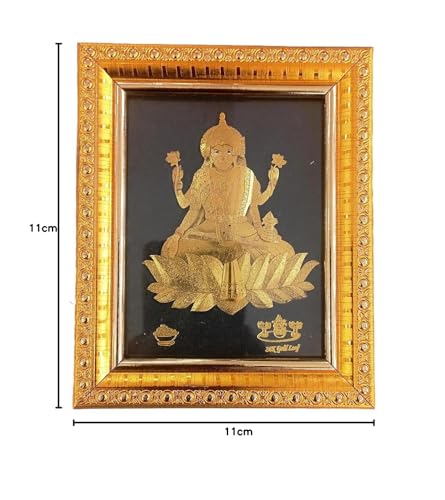 Image of SAKSHI Beautiful 24K Gold Leaf Laxmi Frame Heigh & Lengh 5.5 Inches