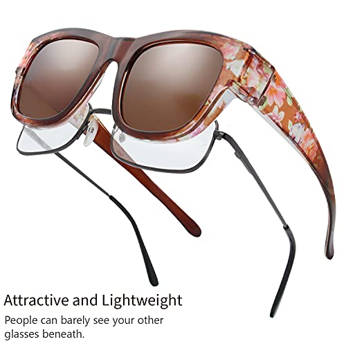 Image of The Fresh High Definition Polarized Wrap Around Shield Sunglasses for Glasses - Leather Eyeglasses Case