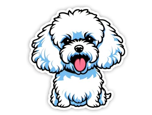 Image of Bichon Frise Dog Sticker Cute Bichon Frise Vinyl Decal Waterproof Dog Lover Sticker for Laptop Water Bottle Car Window Notebook Pet Lover Puppy Gift