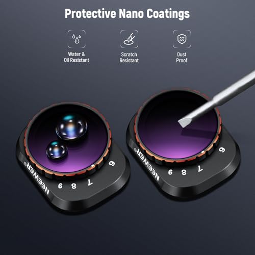 Image of NEEWER Variable ND Filter Compatible with DJI Mini 4 Pro, ND64-512 6-9 Stops Multicoated HD Optical Glass Drone Camera Lens Video Recording Aerial Photography Accessories
