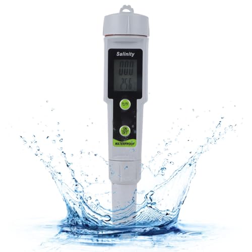 Medidor Sal Piscina, Medidor de PH Digital Professional Medidor de PH y Salinidad para Piscinas de Agua Salada Medidor de Prueba de Calidad de Agua, para Mar Agua Piscinas Laboratorios Pesquerías