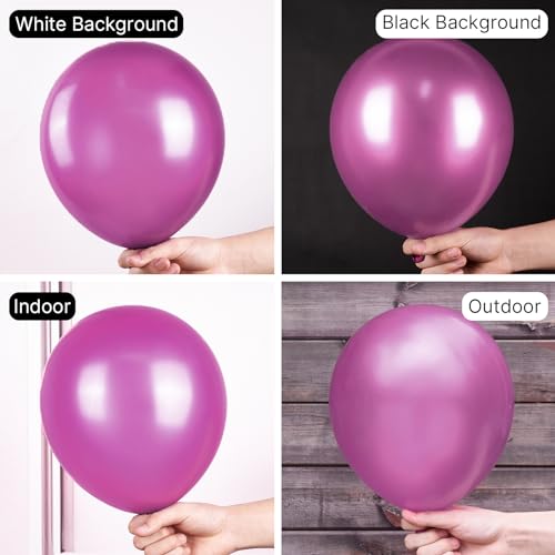 Image of PartyWoo Hot Pink Balloons 50 pcs 12 Inch Pearl Magenta Fuchsia Dark Pink Latex Helium Balloons for Valentine's Day Baby Shower Bachelorette Bridal Shower Birthday Party Decorations Pink-Z308