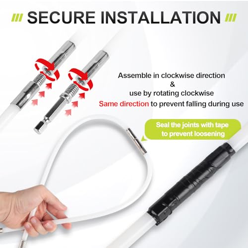 EFUTURETIME 3.6m Kaminbürste Stange Set, Ø 200mm Schornsteinfeger Bürste, Ofenrohrbürste Nylon mit 9 Flexible Stangen 410mm, Verwendbar mit Akkuschrauber, Kaminbesen für Kamin, Rohre, Trockner