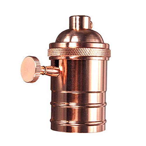 Soporte para bombilla E26/E27, de cobre antiguo, con casquillo Edison, con interruptor de encendido/apagado, soporte de montaje para interruptor de rosca ES Tamaño libre Red Brass