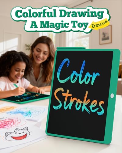 Image of Bravokids 16 Inch LCD Writing Tablet for 3-8 Year Olds - Electronic Drawing Pad and Doodle Board as Educational Birthday Gifts for Girls and Boys (Green)