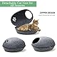 Filz-Katzenhöhle Abnehmbares Katzennest mit weichem Kissen, Katzenzelt mit Reißverschluss, eierschalenförmige Kuschelhöhle für Katzen und Hunde