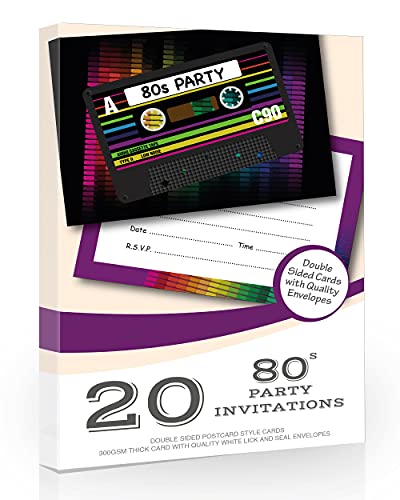 Olivia Samuel 20 x 80s Party Invites from Ready to Write 1980s party Invitations with Envelopes