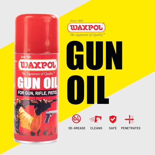 Image of Waxpol Premium Gun Oil 150 ml with Aerosol Spray For Clean, Lubrications, and Rust Protect Against BuildUp | Advanced Military Grade CLP Degreaser Oil All Firearms