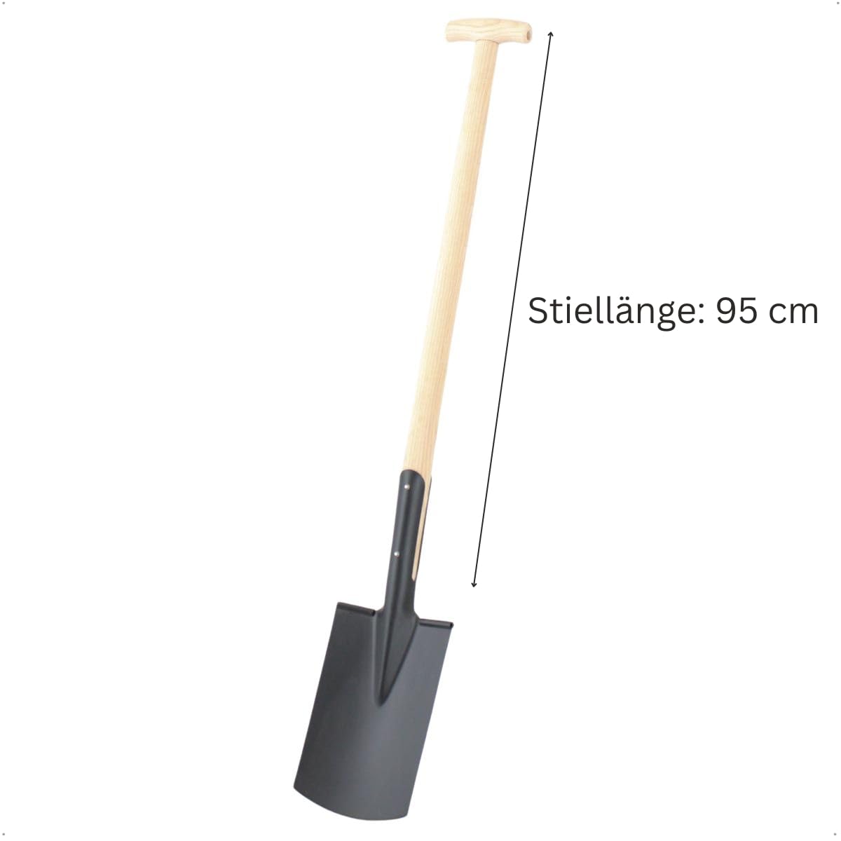 Bauspaten aus Stahl mit T-Stiel 95cm Gartenspaten mit Trittkante