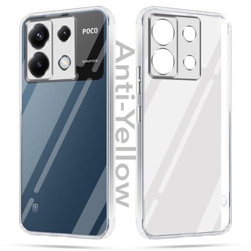 Image of Jkobi Lifetime Anti-Yellow Clear Back Case Cover for Poco X6 5G (Sleek Hard Crystal | Shockproof and Camera Protection)