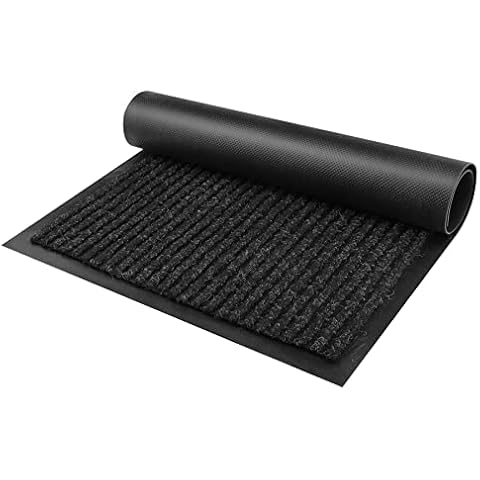 YUANCOX Entrance Door Mat Rugs Thickened Polyester Household Floor Mats Doormat Waterproof Anti-Slip Floor Door Mat with Rubber Anti-Slip Bottom (40 x 60 cm, Black) Cover