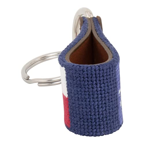 Image of Leather Hand-Stitched Needlepoint Key Fob or Key Chain