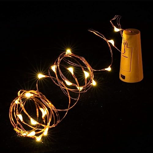 Image of Zilloquil 20 LED Wine Bottle Cork Copper Wire String Lights, 2M Battery Operated Perfect for Home Decoration, Party, Living Room, Bedroom, Dining Room, Decor Light (Warm White, Pack of 5)
