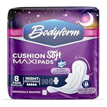 Bodyform Maxi with Wings - Value Sanitary Napkins, 8 Counts 1 Packs of 8 Counts Cushion Soft Always Comfortable and Ultra-Absorbent