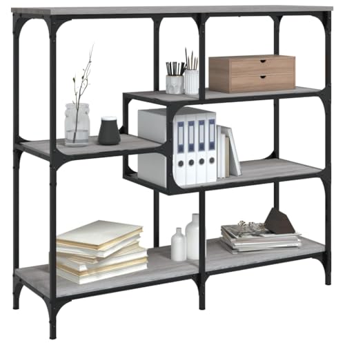 Mesa consola Sonoma gris madera de 103x32x95 cm con marco de metal estable 4