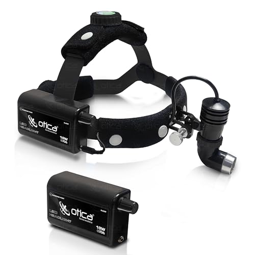 Image of OTICA 10W ENT Surgical LED Headlight High-Intensity Medical Headlamp for Doctors Hospital Dental Portable Rechargeable Headlight (Brightness, Spot Size Control + Dual Detachable Battery) - Black