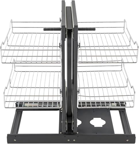 Blind Corner Pull Out Organizer, Heavy Duty 11 Inch Cabinet Mounted 2-tier Pull-out Organizer Kitchen Corner Cabinet Organizer Close Chrome 4 Shelf Slide Cabinet For Minimum Cabinet Size 31.5