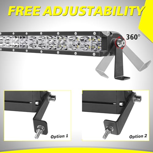 Image of Light Bar Mounting Brackets 2 Packs Universal Side-Mounted Brackets for Straight or Curved Single-Row LED Light Bar Up to 52 Inch