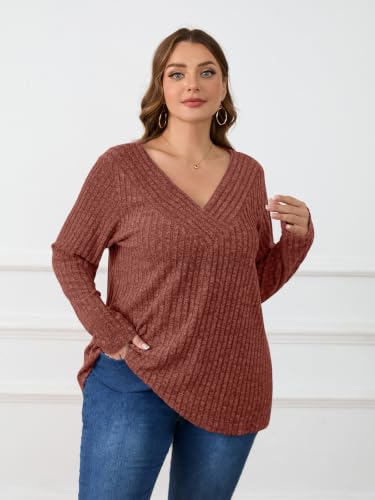Image of BELAROI Womens Plus Size Sweaters V Neck Fall Tunic Top Pullover Shirts