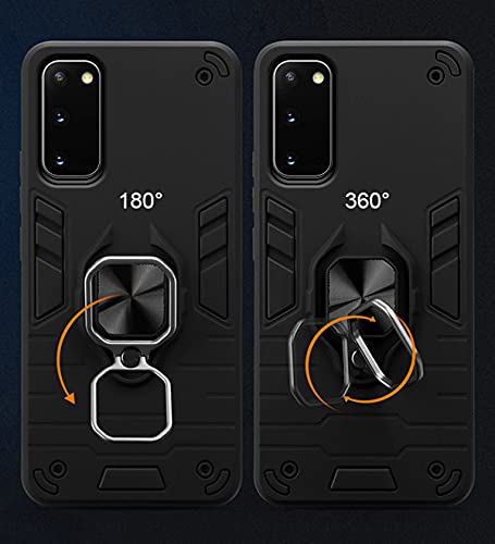 Image of Pikkme D5 Tough Armor Bumper Back Cover Case for Samsung Galaxy S20 |Ring Holder & Kickstand in-Built (Black)