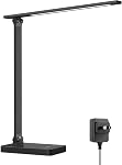 Lepro LED Desk Lamp, Table Lamps Home Office, Eye-Caring Desk Light 9W 800lm, 5 Color Modes 5 Brightness Dimmable, Touch Control Office Lamp for Task, Reading, Working, White (Plug Included)
